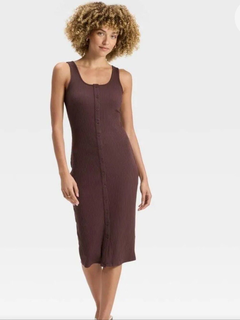 NWT A New Day ribbed button-front tank midi dress Size Large
